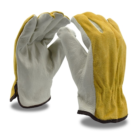 Cordova Cowhide Grain & Split Leather Drivers, Select Grain - Split, Golden-Brown, S, 12PK 8231S